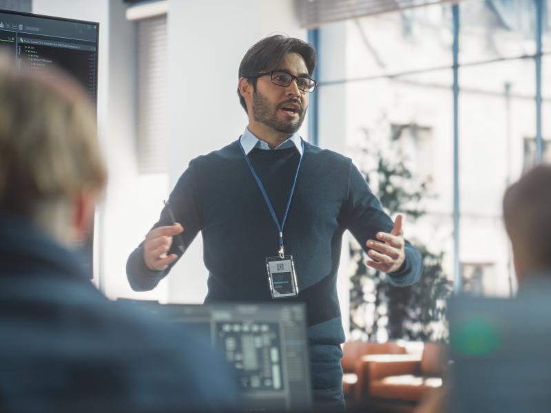 Educator speaking to class